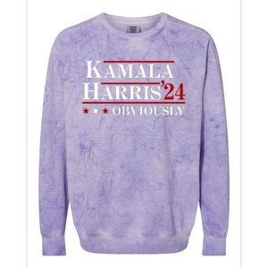 Kamala Harris Obviously 2024 Colorblast Crewneck Sweatshirt