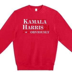 Kamala Harris Obviously 2024 Premium Crewneck Sweatshirt