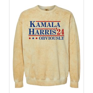 Kamala Harris Obviously 2024 Colorblast Crewneck Sweatshirt