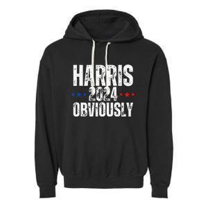 Kamala Harris Obviously A Vote For President 2024 Garment-Dyed Fleece Hoodie