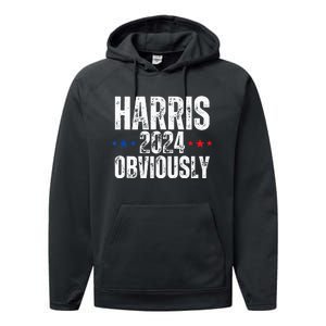 Kamala Harris Obviously A Vote For President 2024 Performance Fleece Hoodie