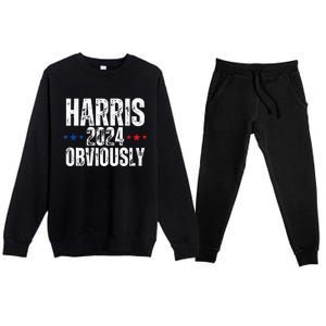 Kamala Harris Obviously A Vote For President 2024 Premium Crewneck Sweatsuit Set