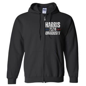 Kamala Harris Obviously A Vote For President 2024 Full Zip Hoodie