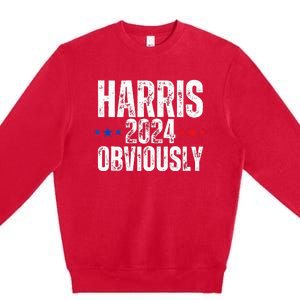 Kamala Harris Obviously A Vote For President 2024 Premium Crewneck Sweatshirt