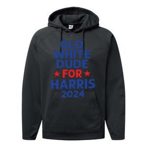 Kamala Harris Old White Dudes For Harris Funny Political Performance Fleece Hoodie