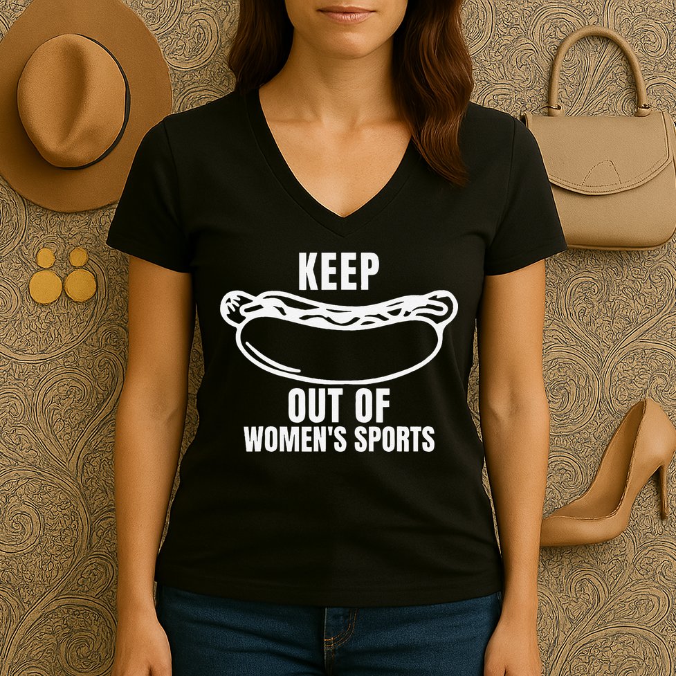 Keep Hotdogs Out Of Women Sports Trump Fans Women's V-Neck T-Shirt