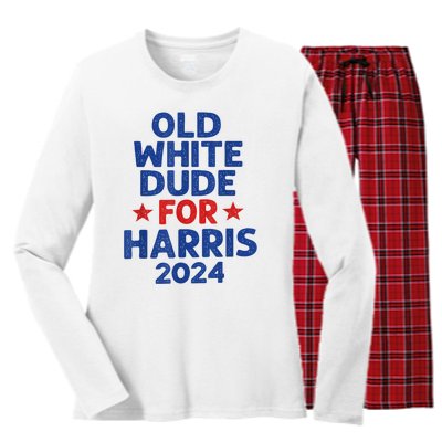 Kamala Harris Old White Dudes For Harris Funny Political Women's Long Sleeve Flannel Pajama Set 