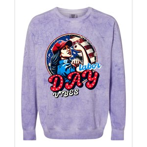 Kamala Harris President Happy Labor Day Vibes American Flag Colorblast Crewneck Sweatshirt