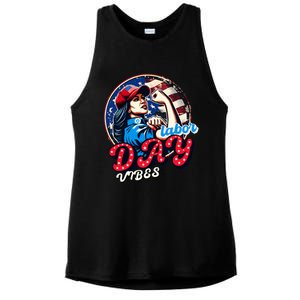 Kamala Harris President Happy Labor Day Vibes American Flag Ladies PosiCharge Tri-Blend Wicking Tank