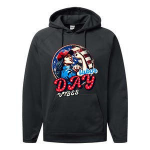 Kamala Harris President Happy Labor Day Vibes American Flag Performance Fleece Hoodie