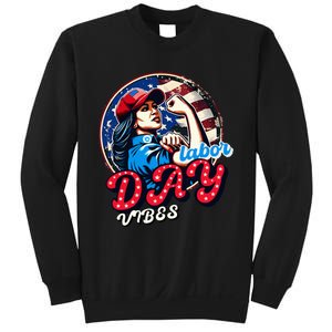 Kamala Harris President Happy Labor Day Vibes American Flag Sweatshirt