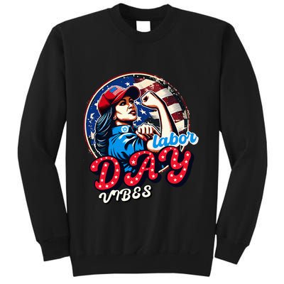 Kamala Harris President Happy Labor Day Vibes American Flag Sweatshirt