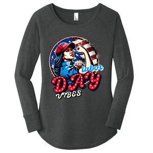 Kamala Harris President Happy Labor Day Vibes American Flag Women's Perfect Tri Tunic Long Sleeve Shirt