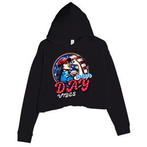 Kamala Harris President Happy Labor Day Vibes American Flag Crop Fleece Hoodie