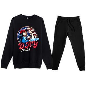 Kamala Harris President Happy Labor Day Vibes American Flag Premium Crewneck Sweatsuit Set