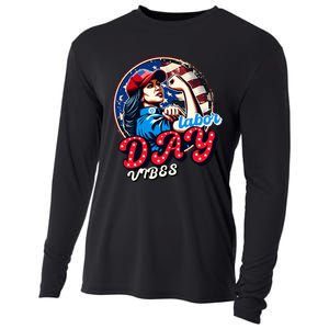 Kamala Harris President Happy Labor Day Vibes American Flag Cooling Performance Long Sleeve Crew