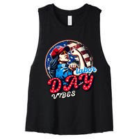 Kamala Harris President Happy Labor Day Vibes American Flag Women's Racerback Cropped Tank