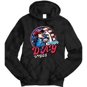 Kamala Harris President Happy Labor Day Vibes American Flag Tie Dye Hoodie