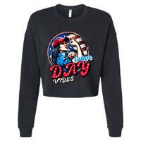 Kamala Harris President Happy Labor Day Vibes American Flag Cropped Pullover Crew