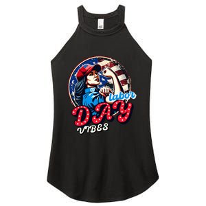 Kamala Harris President Happy Labor Day Vibes American Flag Women's Perfect Tri Rocker Tank