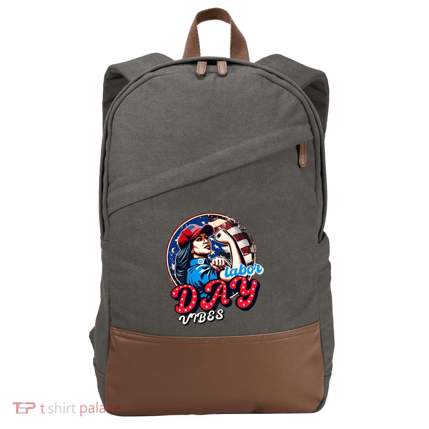 Kamala Harris President Happy Labor Day Vibes American Flag Cotton Canvas Backpack