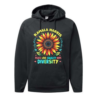 Kamala Harris Peace Love Equality Hope Diversity Performance Fleece Hoodie