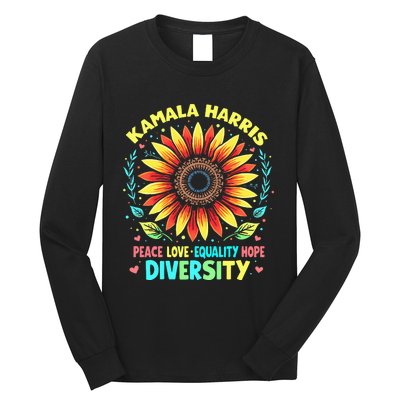 Kamala Harris Peace Love Equality Hope Diversity Long Sleeve Shirt