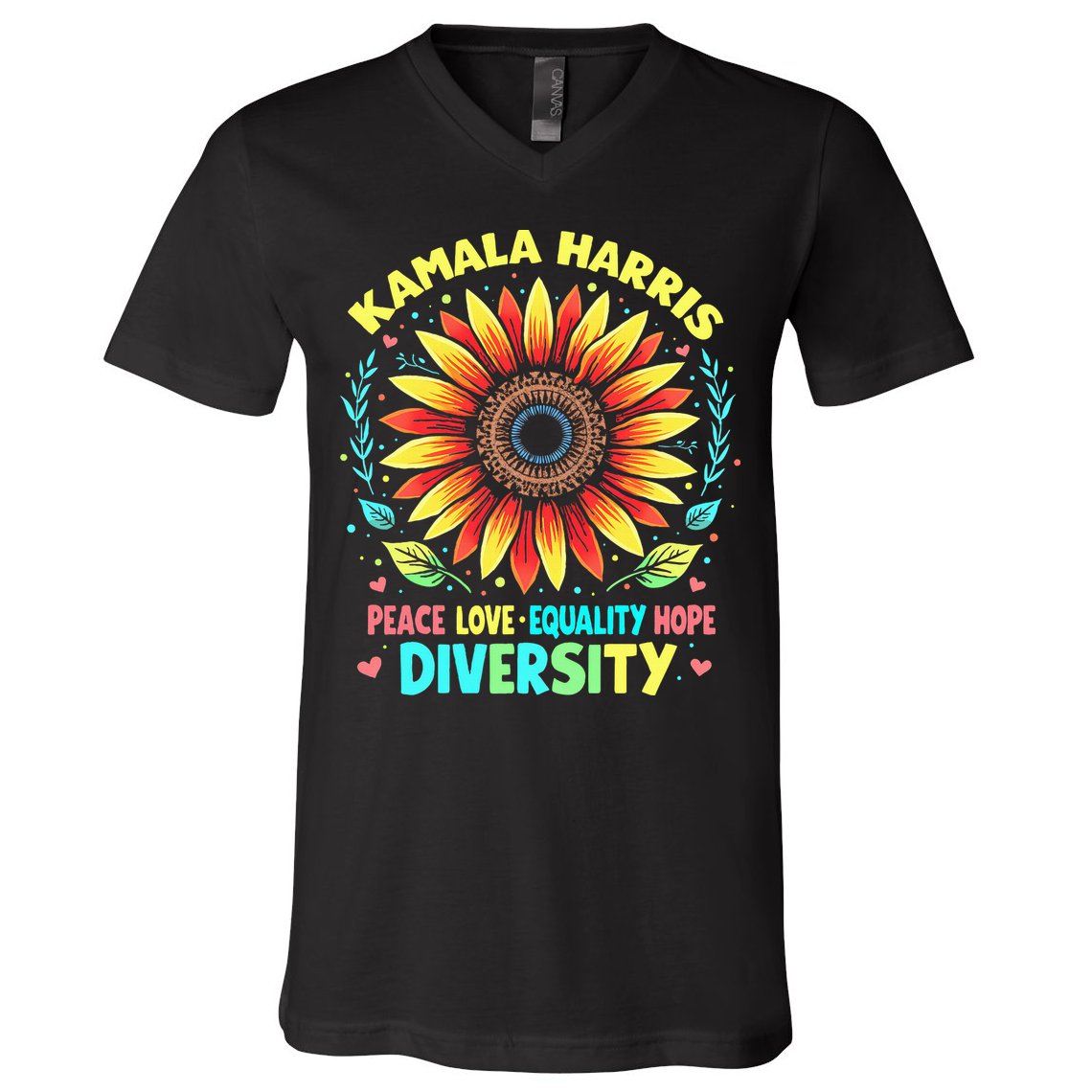 Kamala Harris Peace Love Equality Hope Diversity V-Neck T-Shirt