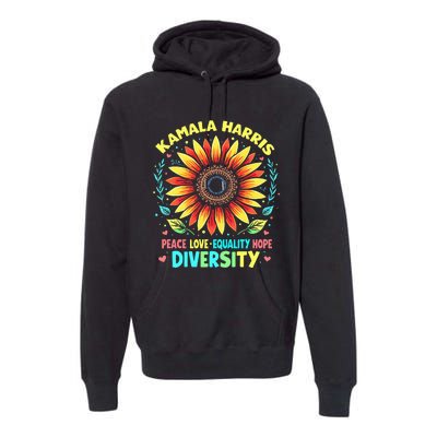 Kamala Harris Peace Love Equality Hope Diversity Premium Hoodie