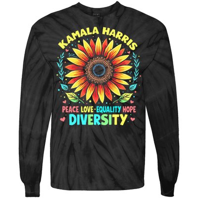 Kamala Harris Peace Love Equality Hope Diversity Tie-Dye Long Sleeve Shirt