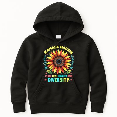 Kamala Harris Peace Love Equality Hope Diversity Kids Hoodie