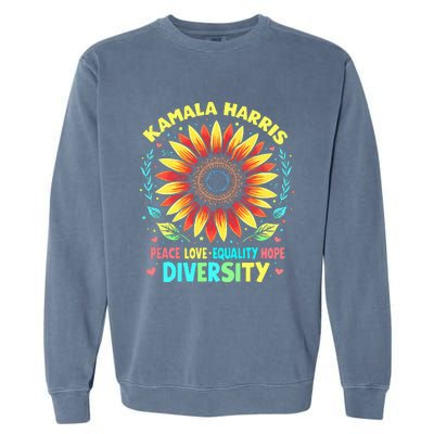 Kamala Harris Peace Love Equality Hope Diversity Garment-Dyed Sweatshirt