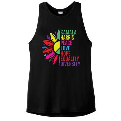 Kamala Harris Peace Love Equality Hope Diversity Ladies PosiCharge Tri-Blend Wicking Tank