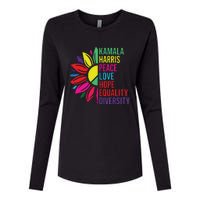 Kamala Harris Peace Love Equality Hope Diversity Womens Cotton Relaxed Long Sleeve T-Shirt