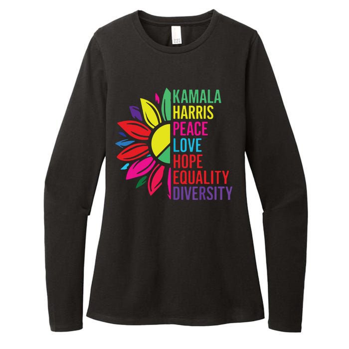 Kamala Harris Peace Love Equality Hope Diversity Womens CVC Long Sleeve Shirt