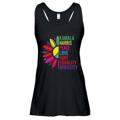 Kamala Harris Peace Love Equality Hope Diversity Ladies Essential Flowy Tank