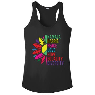 Kamala Harris Peace Love Equality Hope Diversity Ladies PosiCharge Competitor Racerback Tank