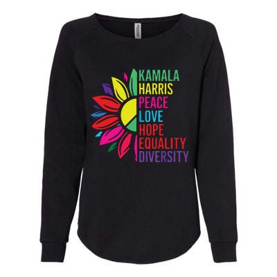 Kamala Harris Peace Love Equality Hope Diversity Womens California Wash Sweatshirt