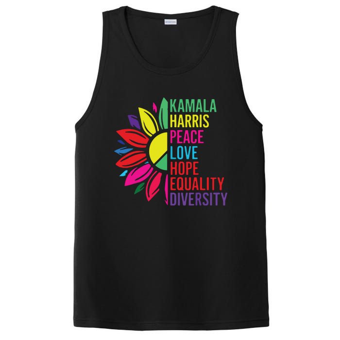 Kamala Harris Peace Love Equality Hope Diversity PosiCharge Competitor Tank