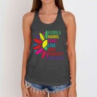 Kamala Harris Peace Love Equality Hope Diversity Women's Knotted Racerback Tank