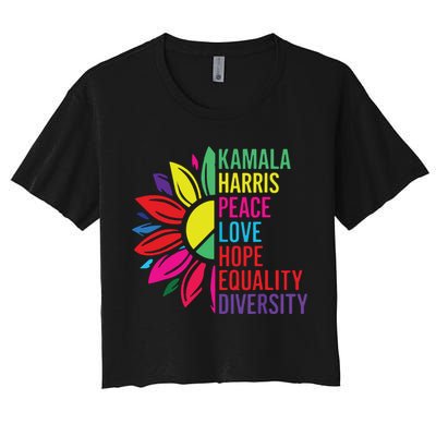 Kamala Harris Peace Love Equality Hope Diversity Women's Crop Top Tee