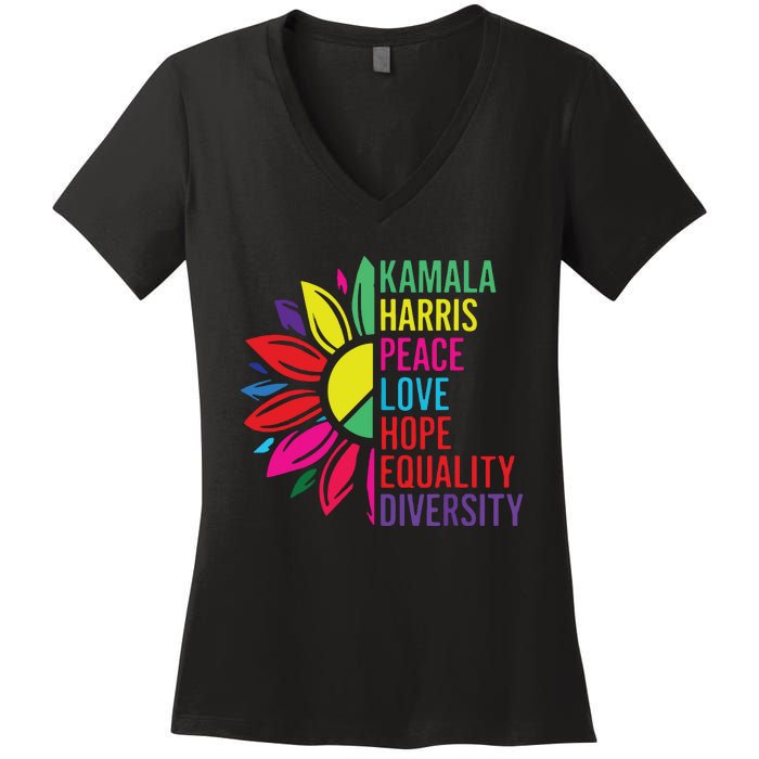 Kamala Harris Peace Love Equality Hope Diversity Women's V-Neck T-Shirt