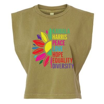 Kamala Harris Peace Love Equality Hope Diversity Garment-Dyed Women's Muscle Tee