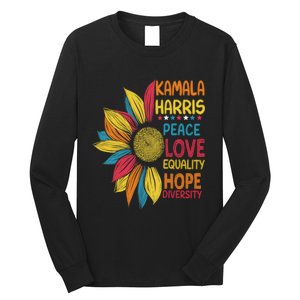 Kamala Harris Peace Love Equality Hope Diversity Long Sleeve Shirt