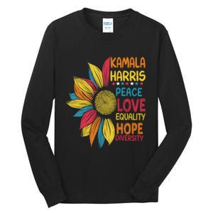 Kamala Harris Peace Love Equality Hope Diversity Tall Long Sleeve T-Shirt