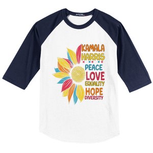 Kamala Harris Peace Love Equality Hope Diversity Baseball Sleeve Shirt