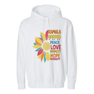 Kamala Harris Peace Love Equality Hope Diversity Garment-Dyed Fleece Hoodie