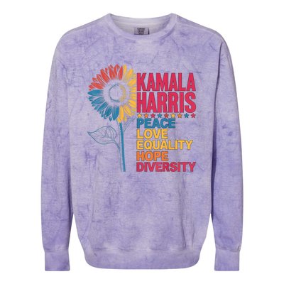 Kamala Harris Peace Love Equality Hope Diversity Colorblast Crewneck Sweatshirt