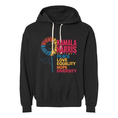 Kamala Harris Peace Love Equality Hope Diversity Garment-Dyed Fleece Hoodie