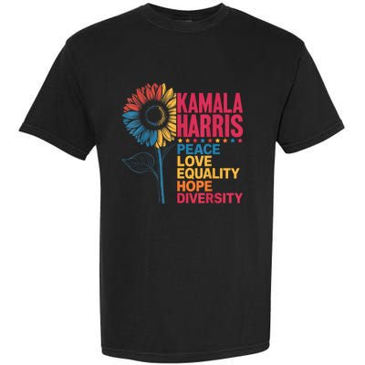 Kamala Harris Peace Love Equality Hope Diversity Garment-Dyed Heavyweight T-Shirt